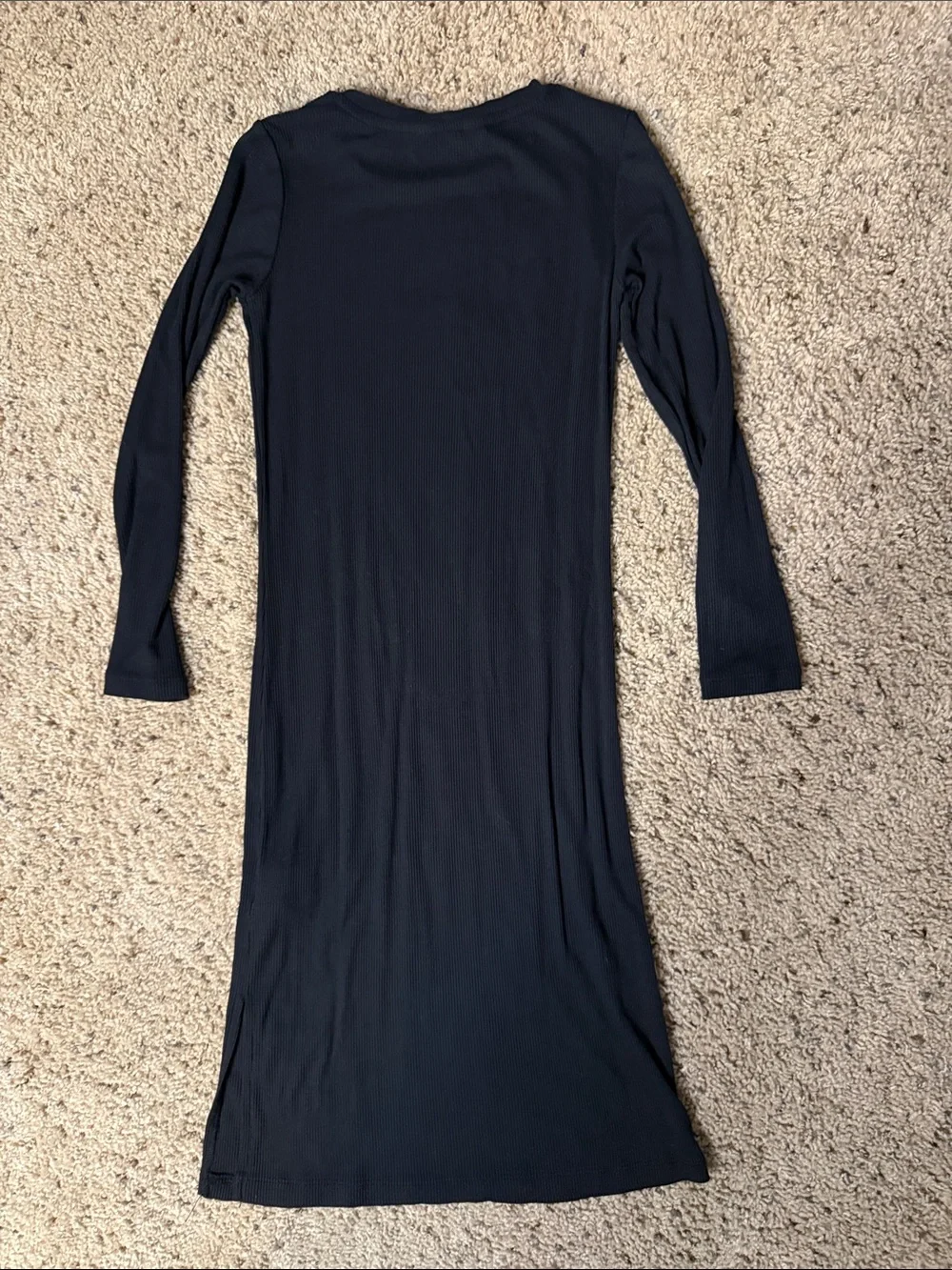 Market & Spruce Black Long-Sleeve Ribbed Midi Dress for Kids